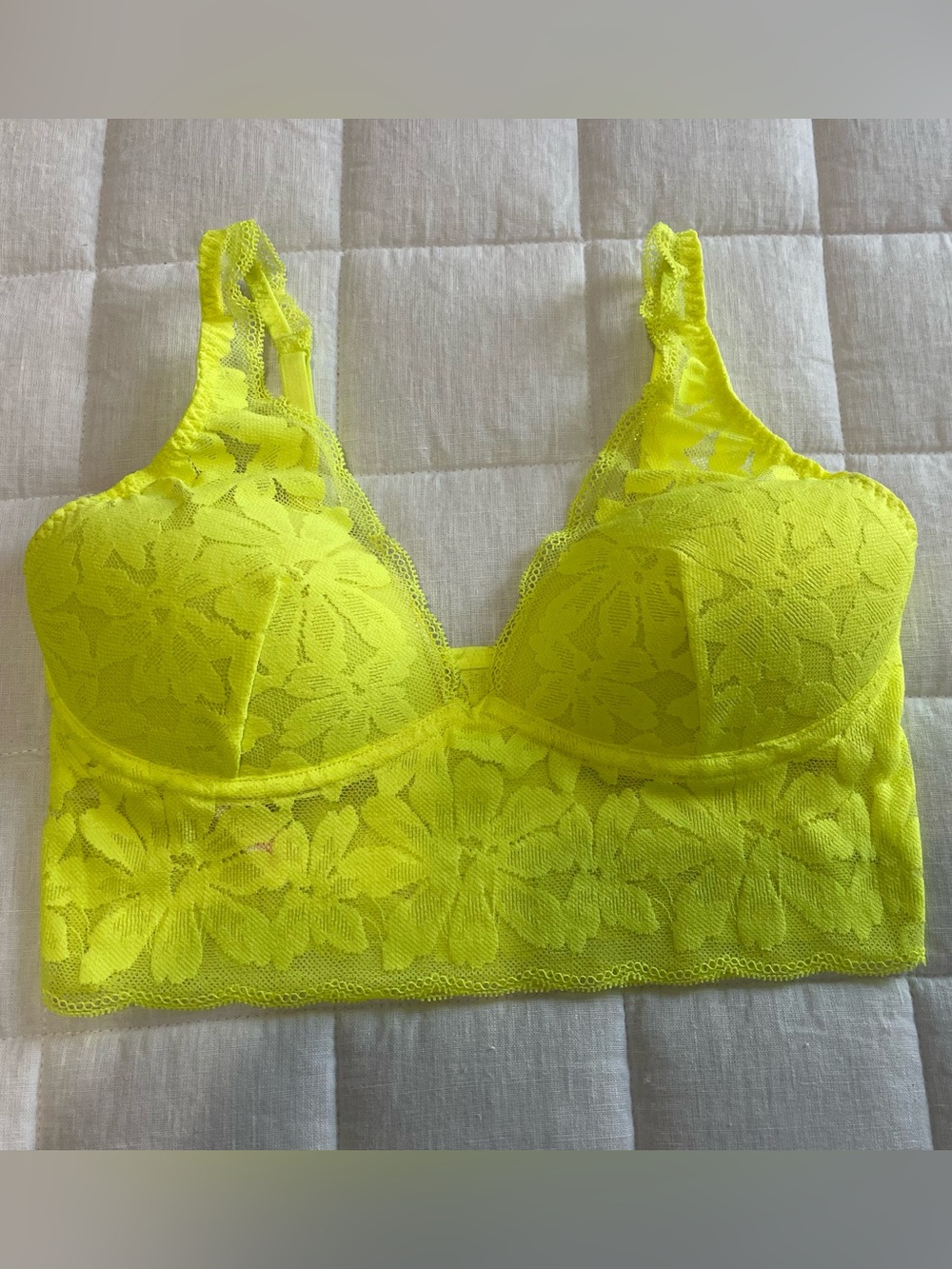 Victoria's Secret Neon Yellow Lace Bralette